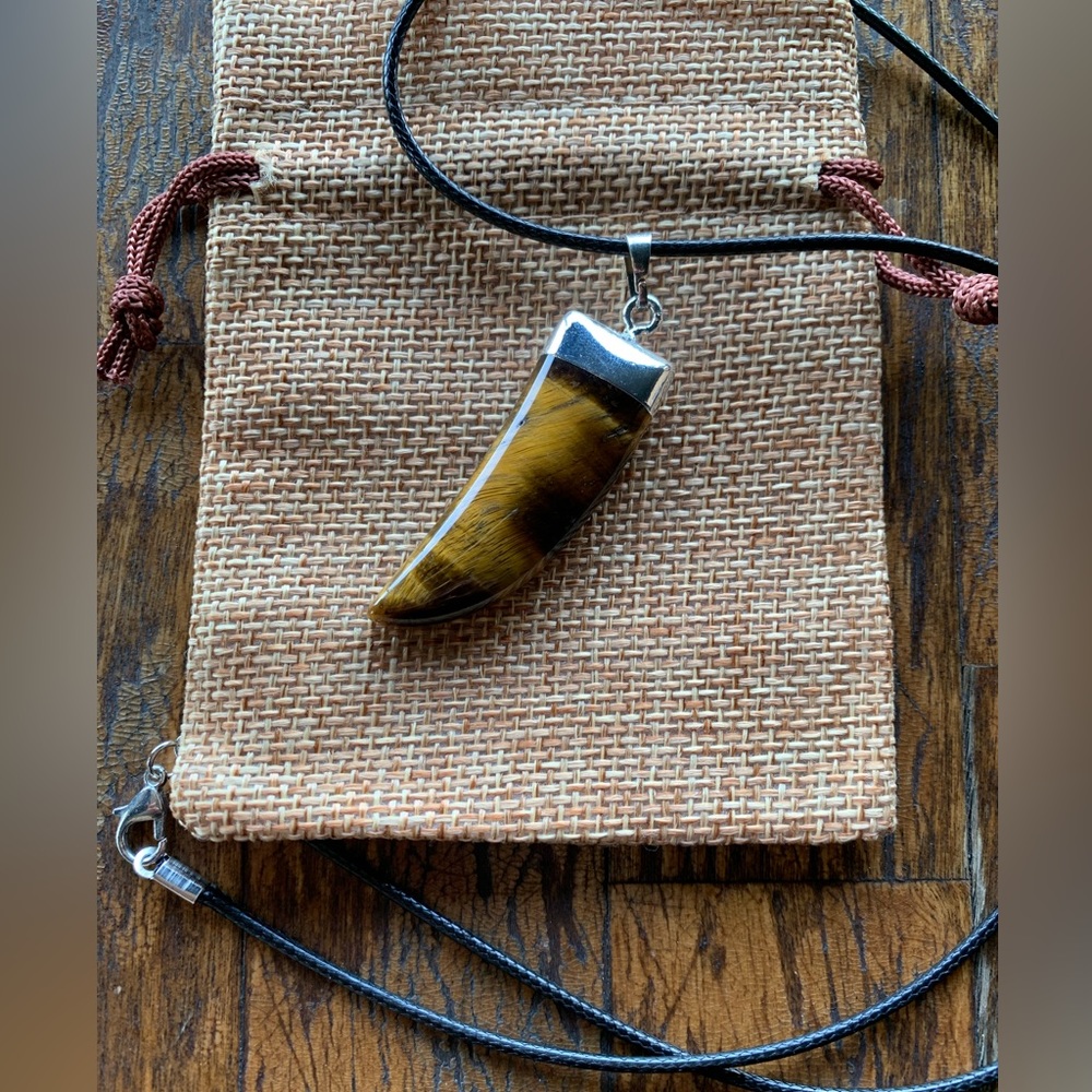 Tigers Eye Horn Pendant Mens Crystal Necklace Boyfriend Gift Crystals For Men
